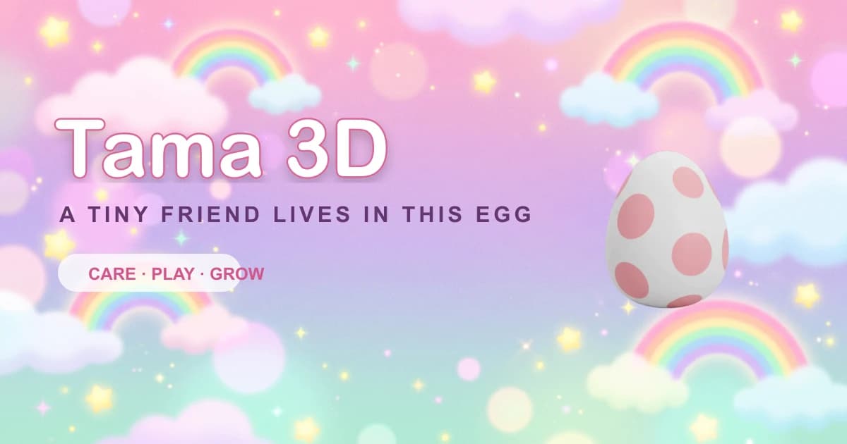 A cheerful 3D pocket pet inside a pastel virtual-pet device.