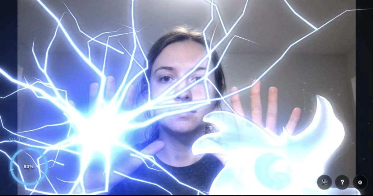 A test-frame player holding a glowing cyan Rasenshuriken and branching blue lightning over two open palms.